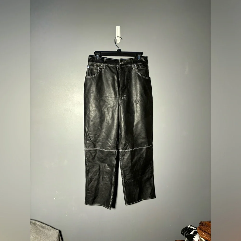 Free People The It Factor Vegan Faux Leather Wide Leg Pant Size 6